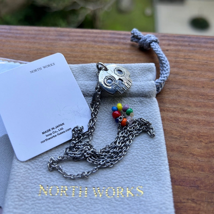 [North Works] N-647 Flower Skull Beads Necklace