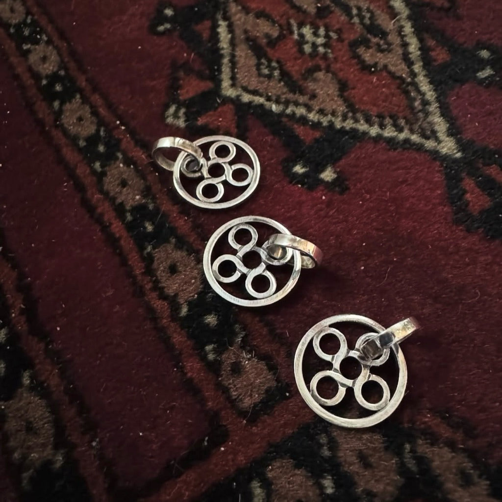 CHOLOS Infinity Logo Silver Disc Pendants product view