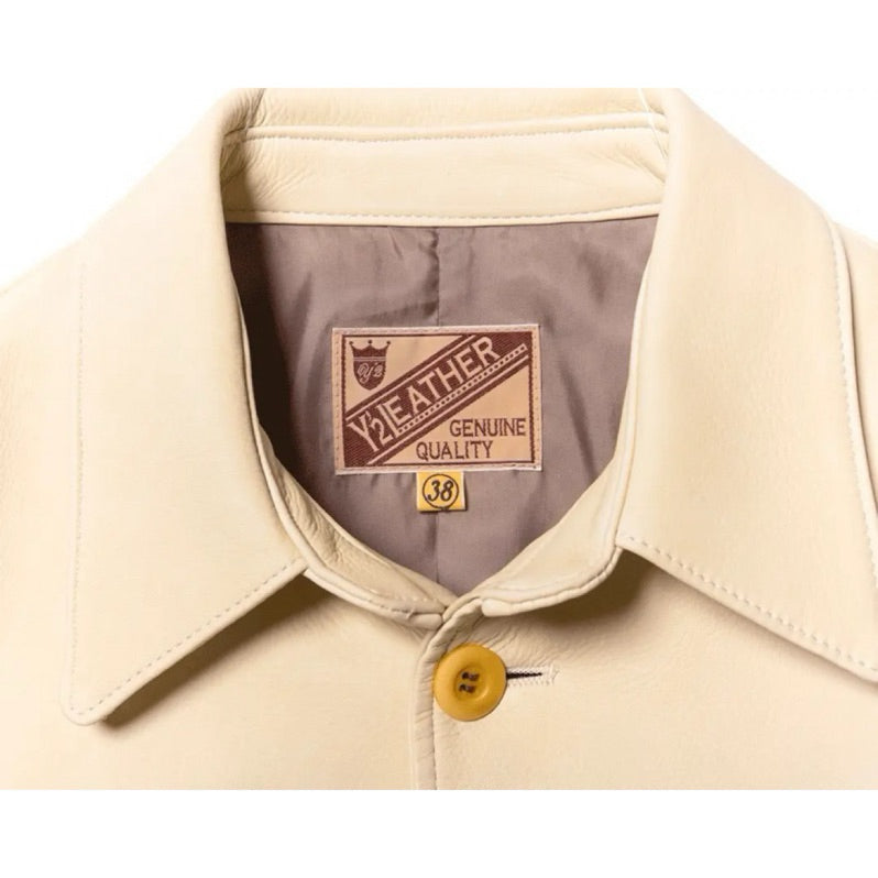 Y’2 LEATHER cream deerskin car coat styling