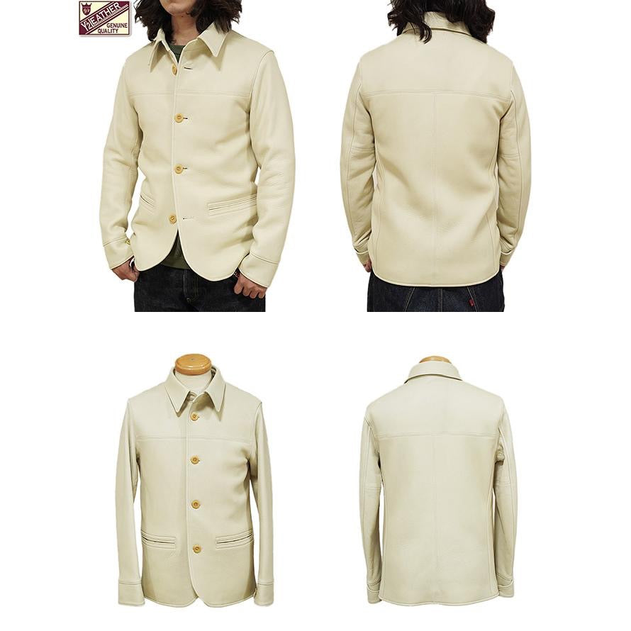 Y’2 LEATHER DC-76-C cream deerskin car coat back view