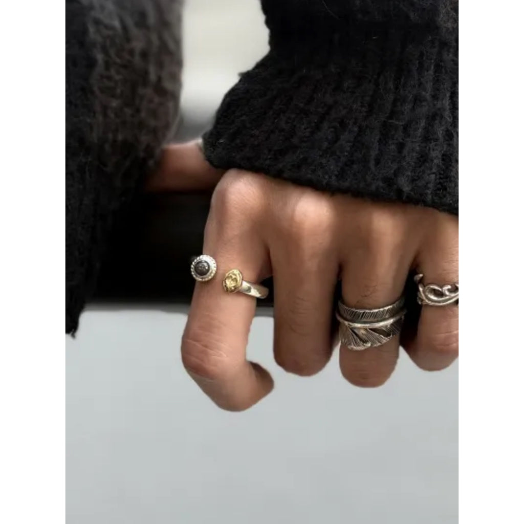 Dear Blossom Black Opal Naja Open Ring detail 3