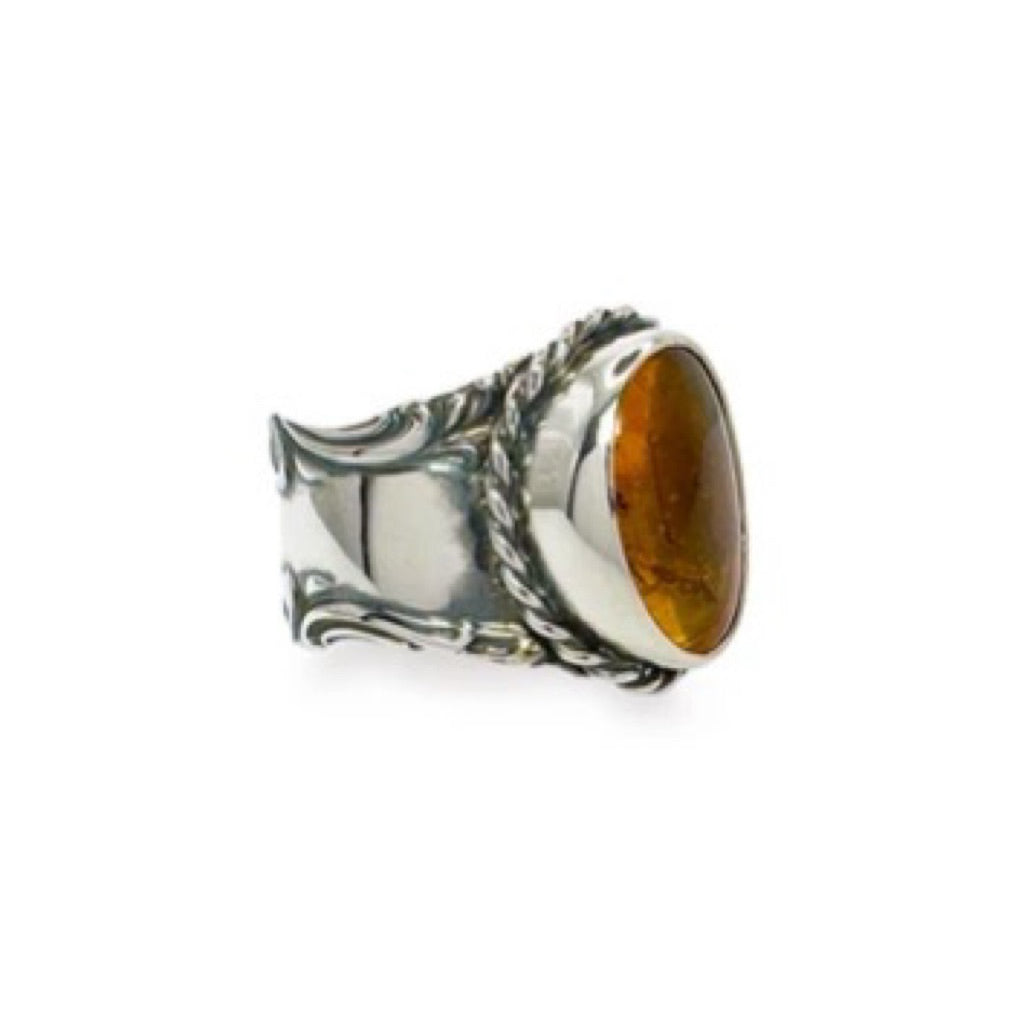 BLIND MAN TOGS Amber Vintage Silver Spoon Ring detail 5 