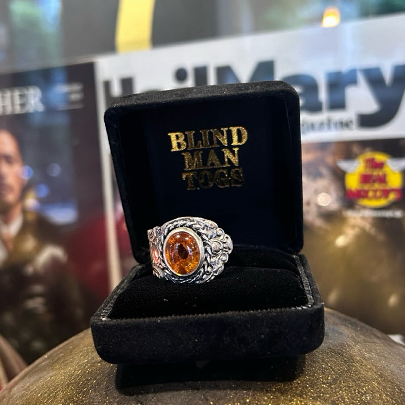 BLIND MAN TOGS Amber Vintage Silver Spoon Ring detail 2 