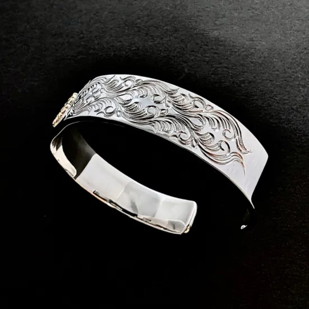 Dear Blossom B-139 Gold Flower Interwoven Arabesque Bangle detail 3