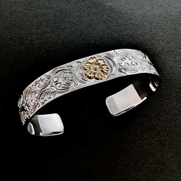 Dear Blossom B-139 Gold Flower Interwoven Arabesque Bangle