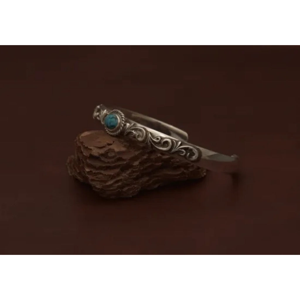 Dear Blossom B-059 Turquoise Arabesque Relief Narrow Bangle detail 5