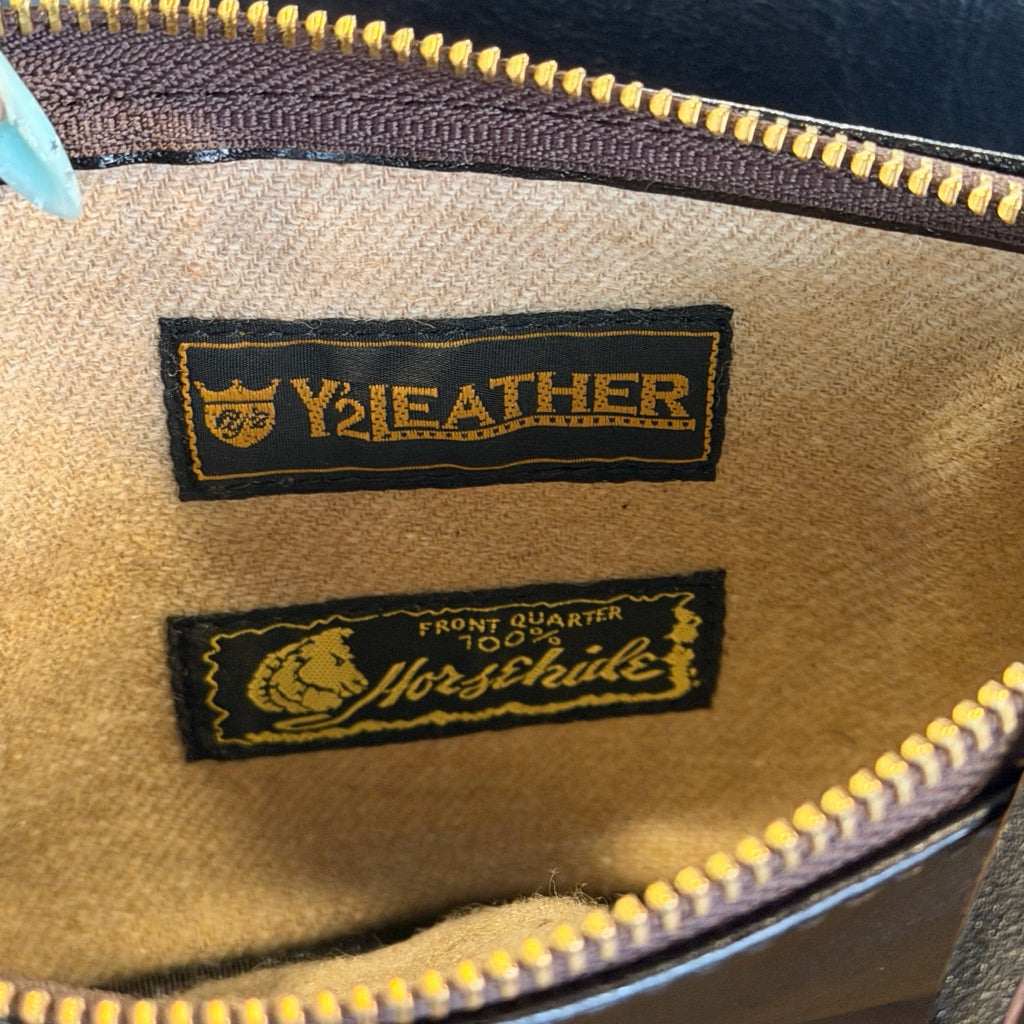 Y’2 LEATHER brown horsehide pouch