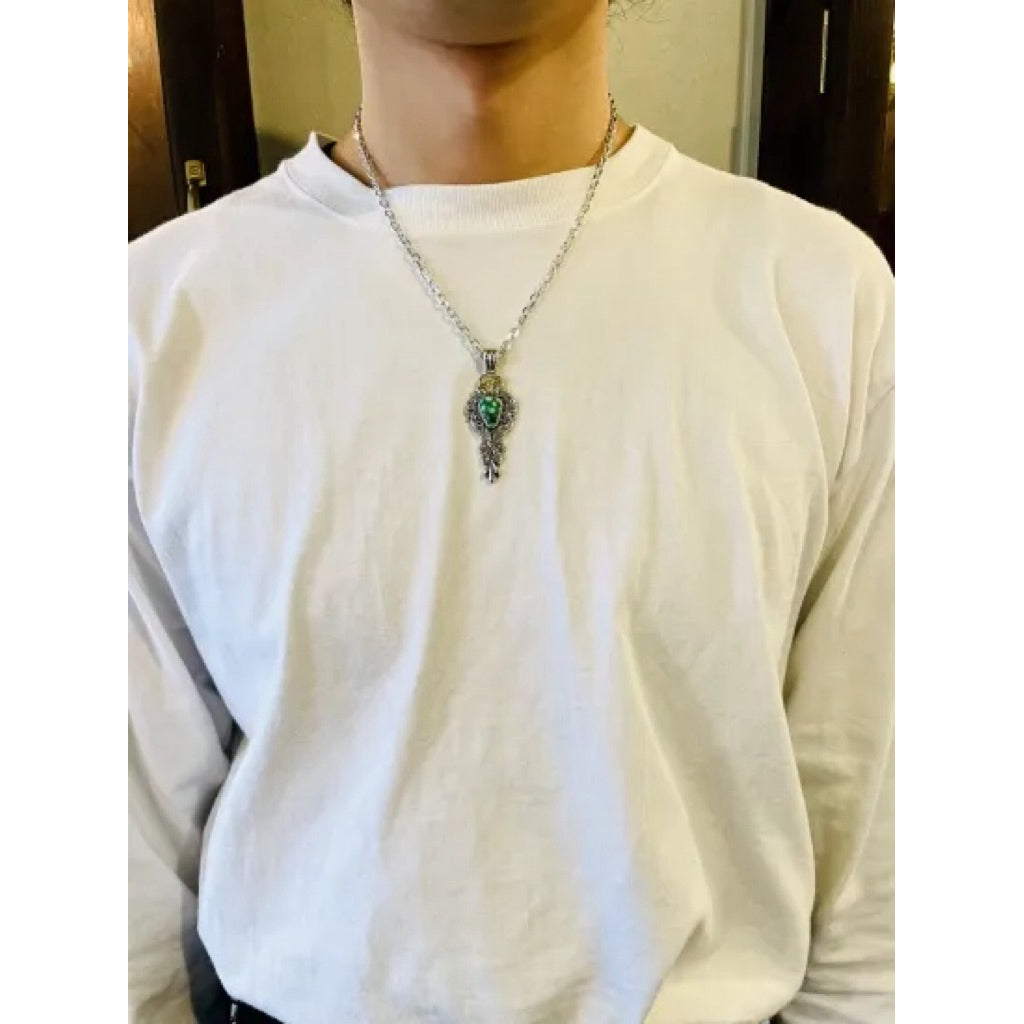 Dear Blossom T-114 Sonoran Turquoise Gold Flower Pendant detail 3