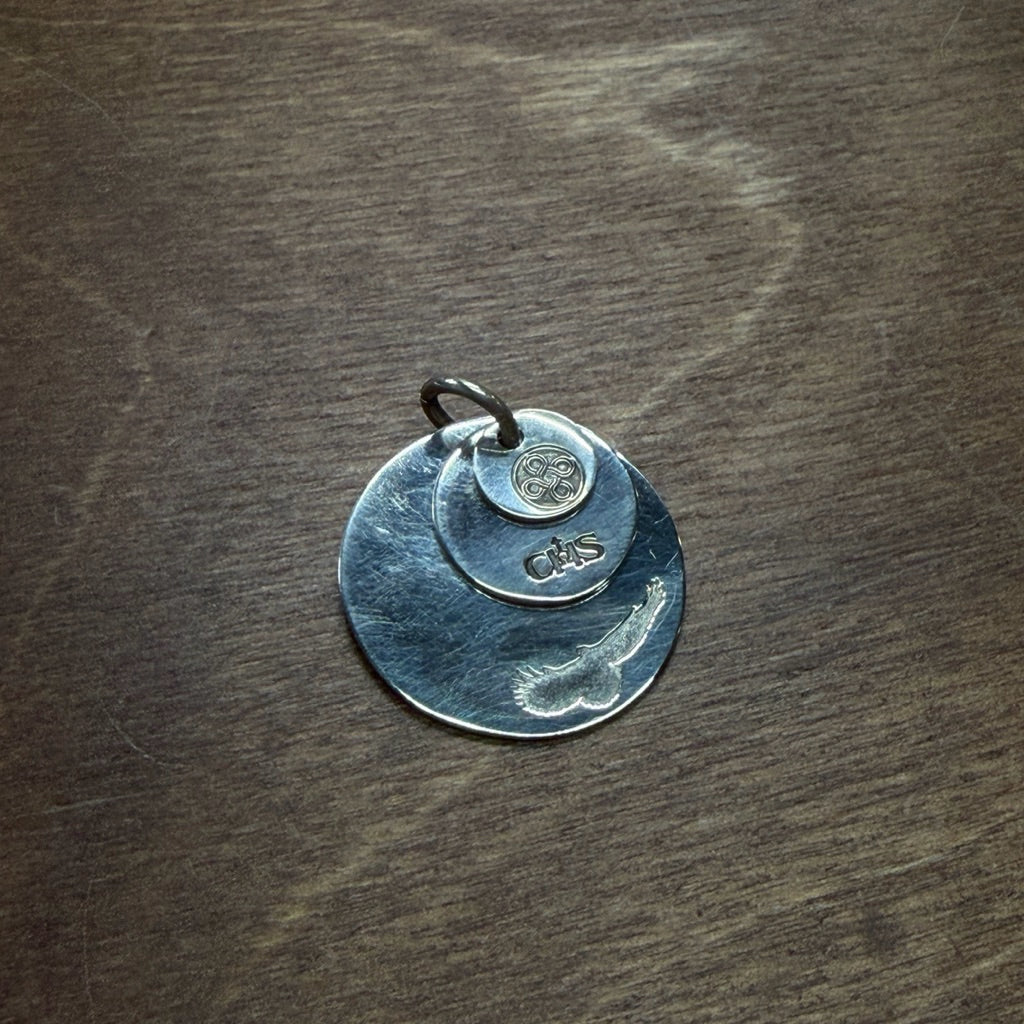 CHOLOS Eagle-Engraved Silver Disc Pendant Set detail 2