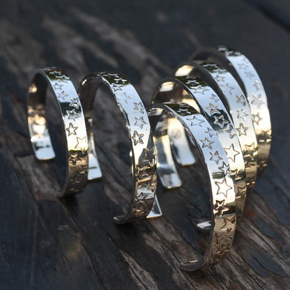 [North Works] Full Star Silver Bangle W-217