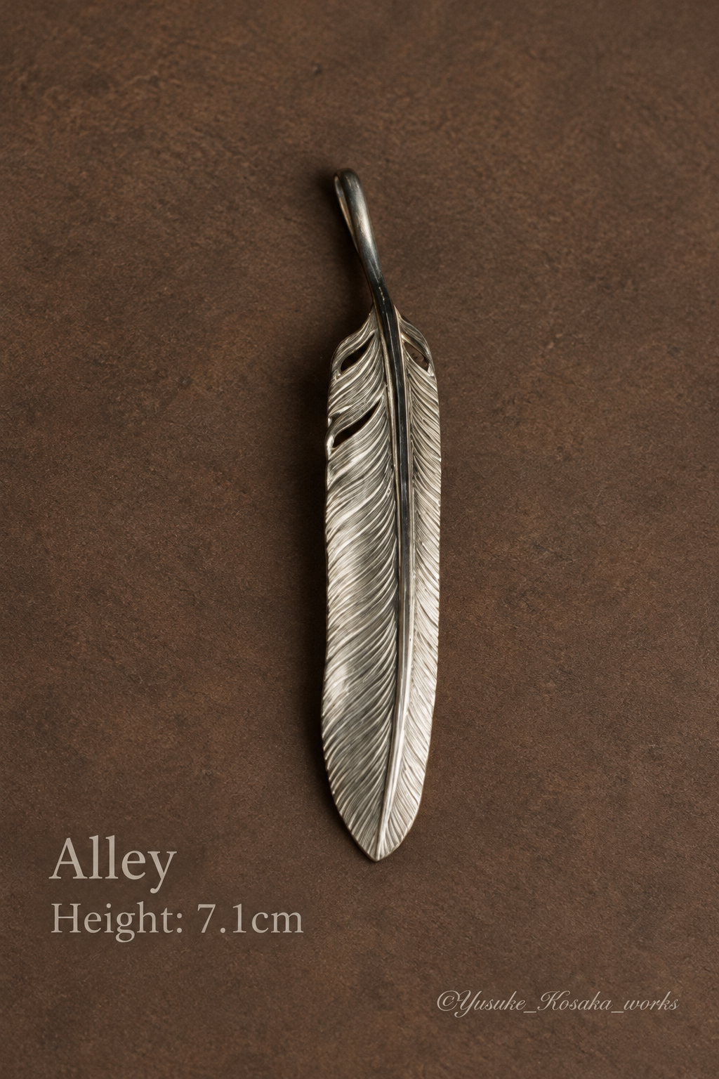 Yusuke Kosaka Works Alley silver feather pendant, height 7.1cm