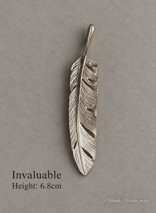 Yusuke Kosaka Works Invaluable silver feather pendant, height 6.8cm