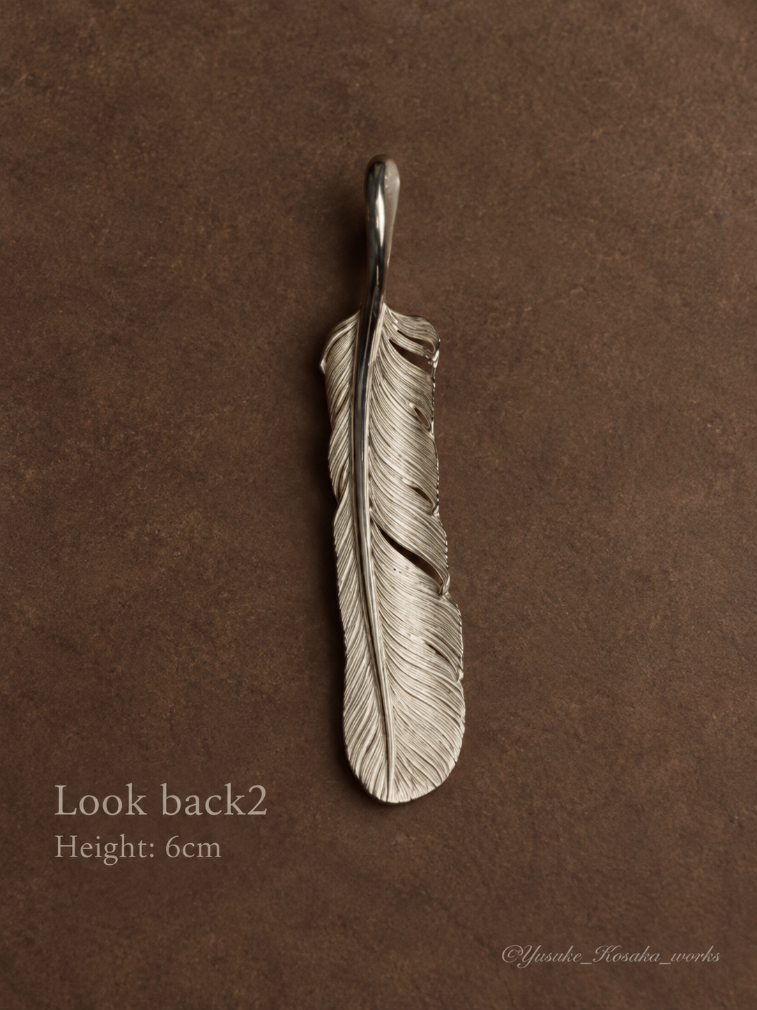 Yusuke Kosaka Works Look Back 2 silver feather pendant, height 6cm