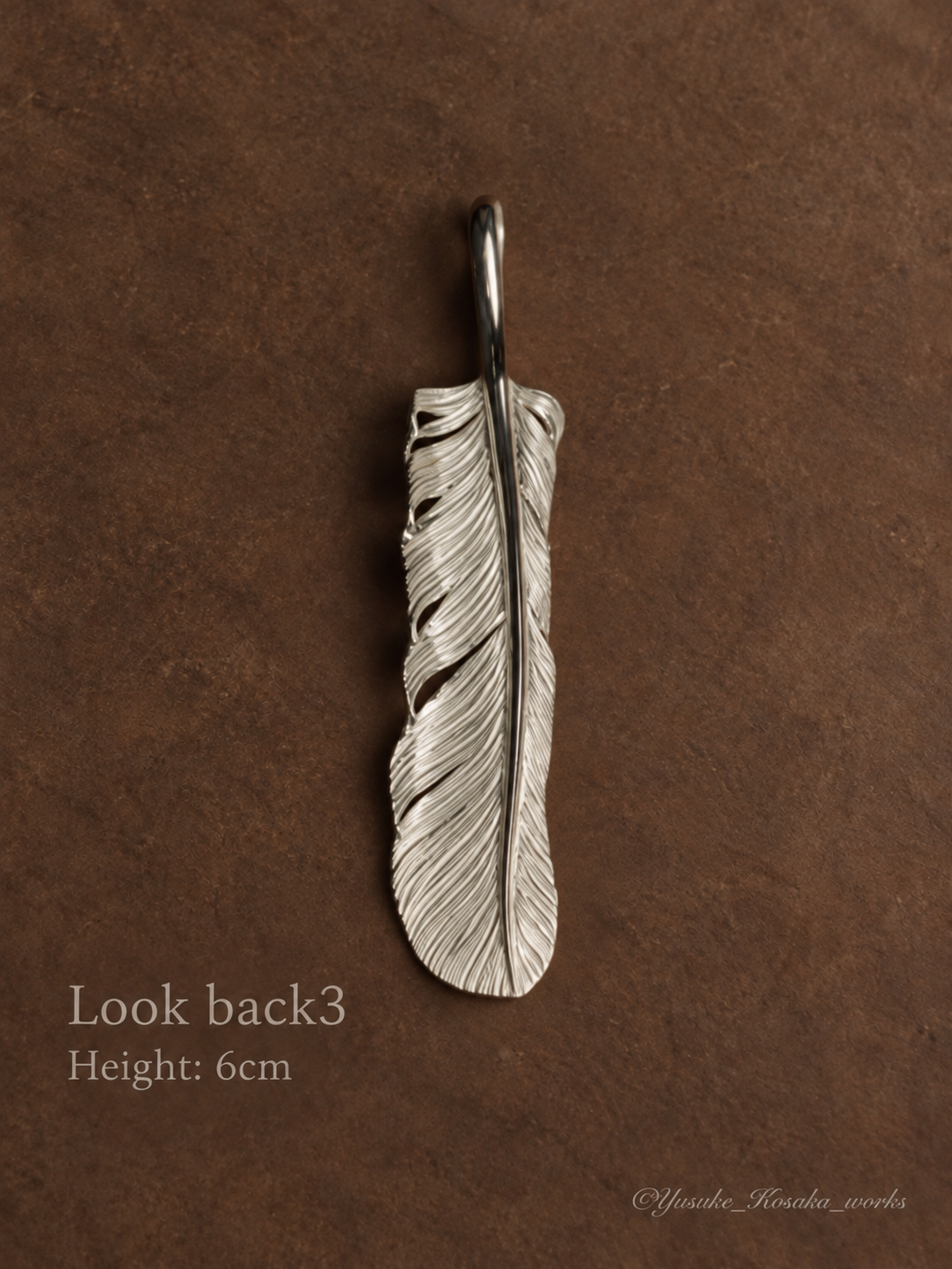 Yusuke Kosaka Works Look Back 3 silver feather pendant, height 6cm