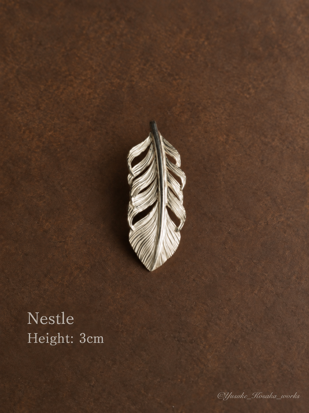 Yusuke Kosaka Nestle silver feather pendant, height 3cm