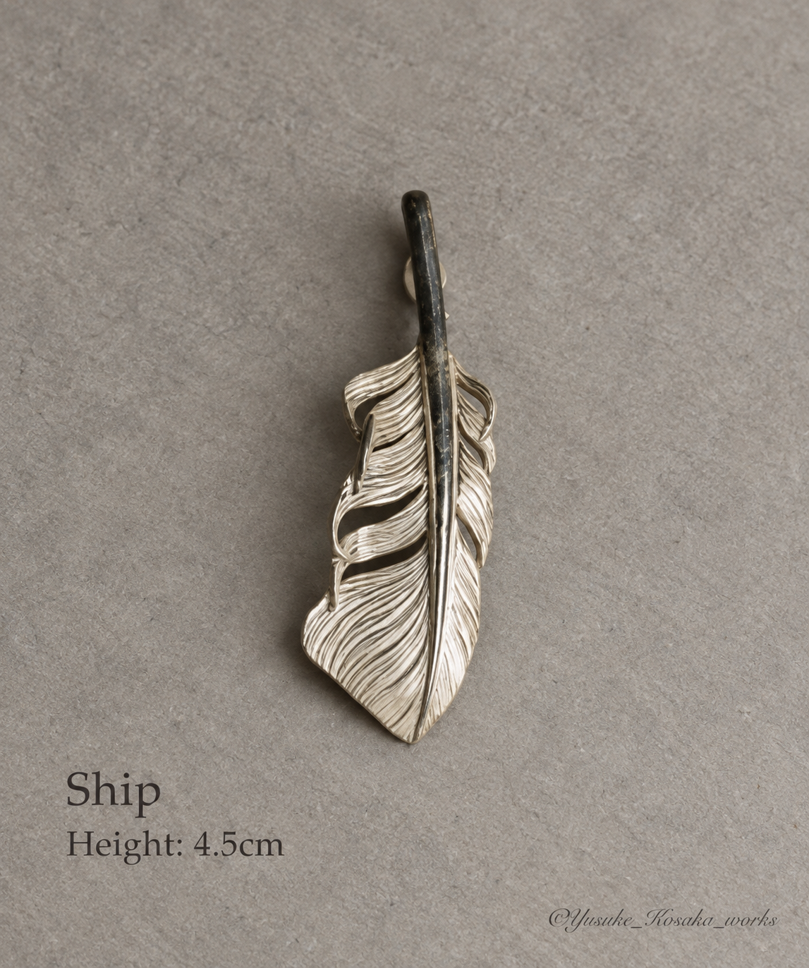 Yusuke Kosaka Works Ship silver feather pendant, height 4.5cm